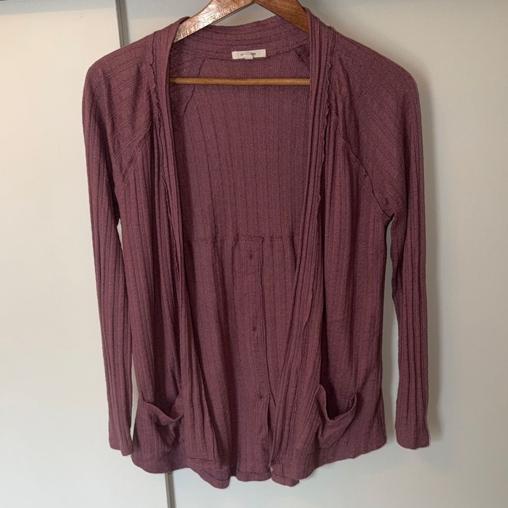 Women's Ribbed Cardigan Sweater - Mauve